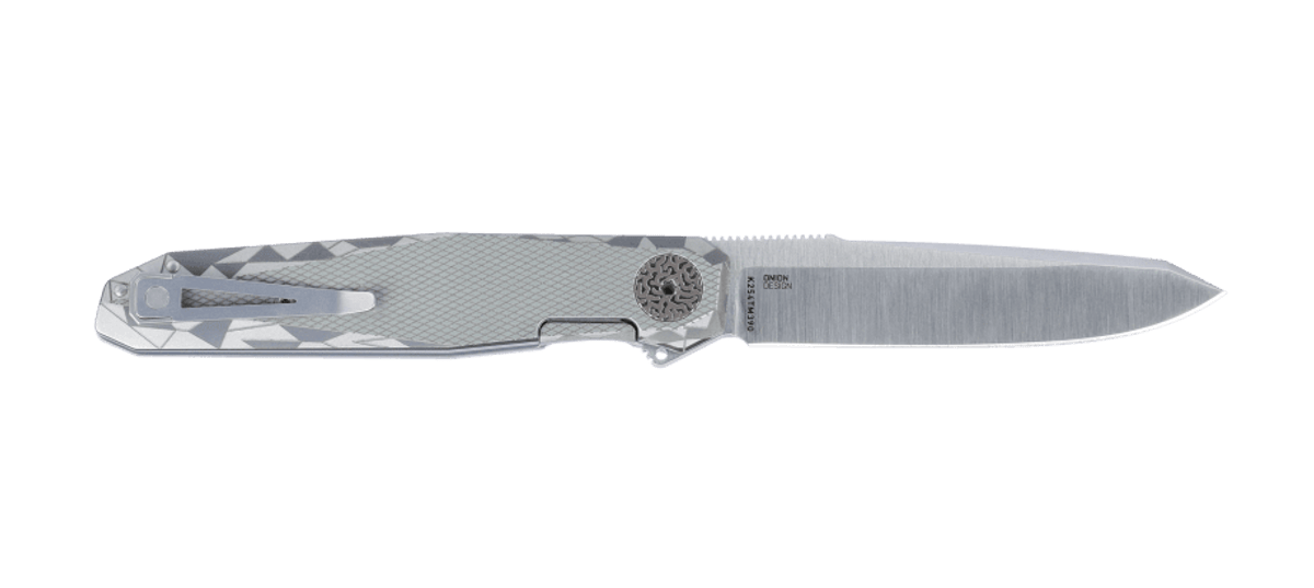 CRKT K254TM390 Facet Ken Onion Limited Edition Folding Knife - M390 Satin Drop Point Blade, Titanium Handles - EDC, Outdoor, Camping, Survival Gear