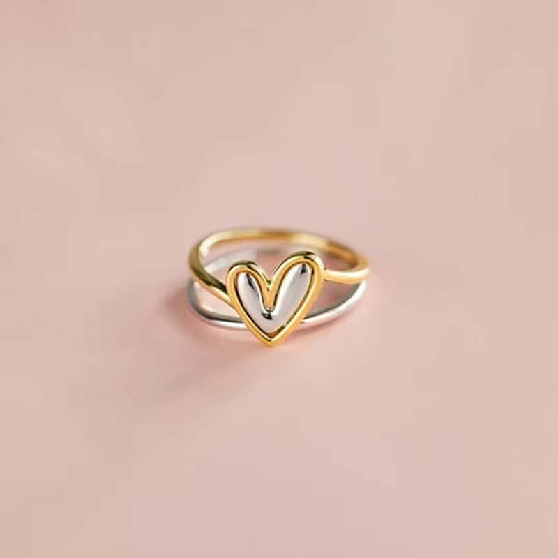 Self Love Mini Heart Stacking Ring Set - Dainty Gold & Silver Stackable Rings for Women | Perfect for Valentine's Day, Anniversary Gifts & Everyday Wear (YS020)