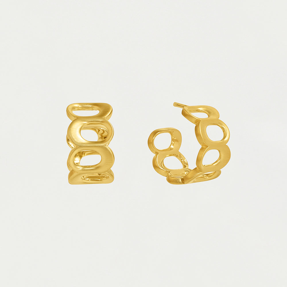 Crosby Link Huggie Hoop Earrings - 14K Gold Huggie Hoops for Women - Perfect for Everyday Wear, Work & Special Occasions