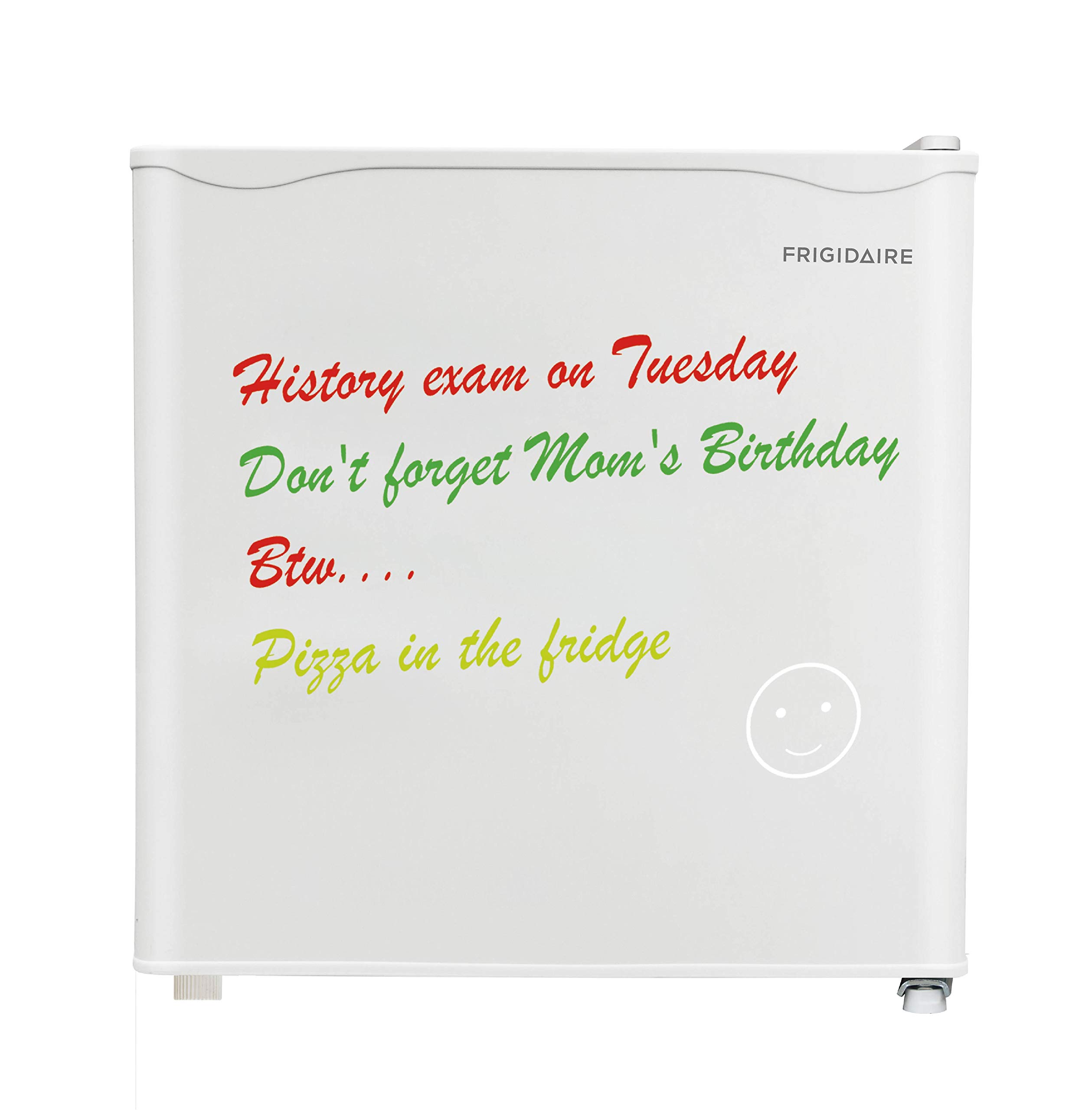 Frigidaire EFR107-WHITE 1.6 Cu Ft Compact Mini Fridge for Dorm Room - White Small Refrigerator with Freezer & Whiteboard | Perfect for College Dorm, Bedroom, Office or Small Apartment