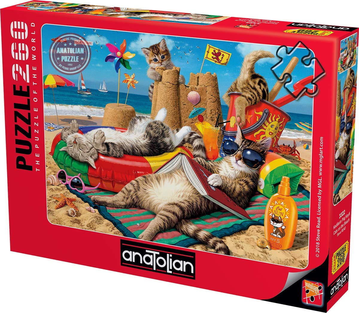 Anatolian Puzzle - Cats on The Beach 260 Piece Jigsaw Puzzle for Adults & Teens, Premium Quality Interlocking Pieces, Challenging Artwork (ANA3322) - Perfect for Family Game Nights, Stress Relief & Home Decor