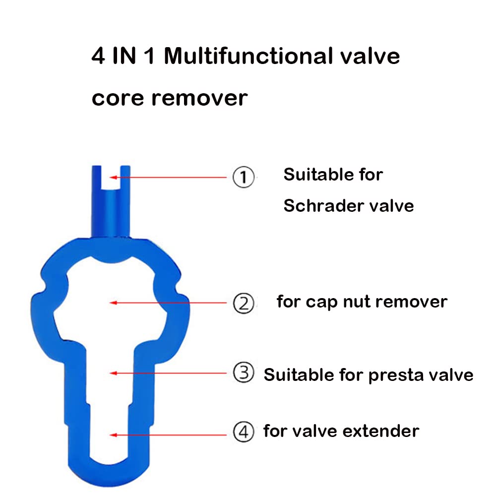 4 in 1 Bike Valve Core Remover Tool - Presta & Schrader Tire Valve Repair Kit for Bicycles, Motorcycles & Cars - Essential for Flat Tire Fixes & Maintenance