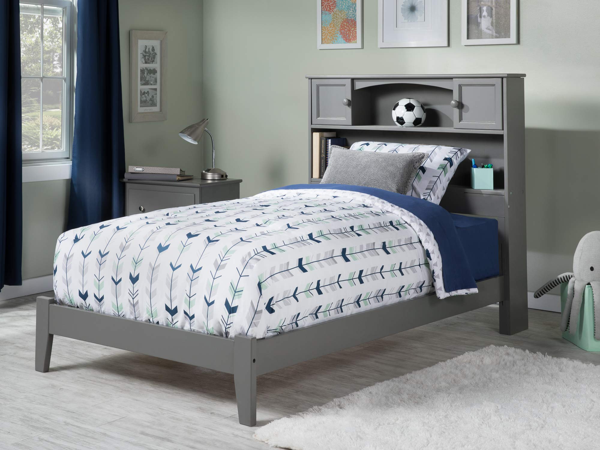 AFI Newport Twin XL Size Bed Frame with USB Charging Station, Grey - Perfect for Small Spaces, Dorms, and Guest Rooms