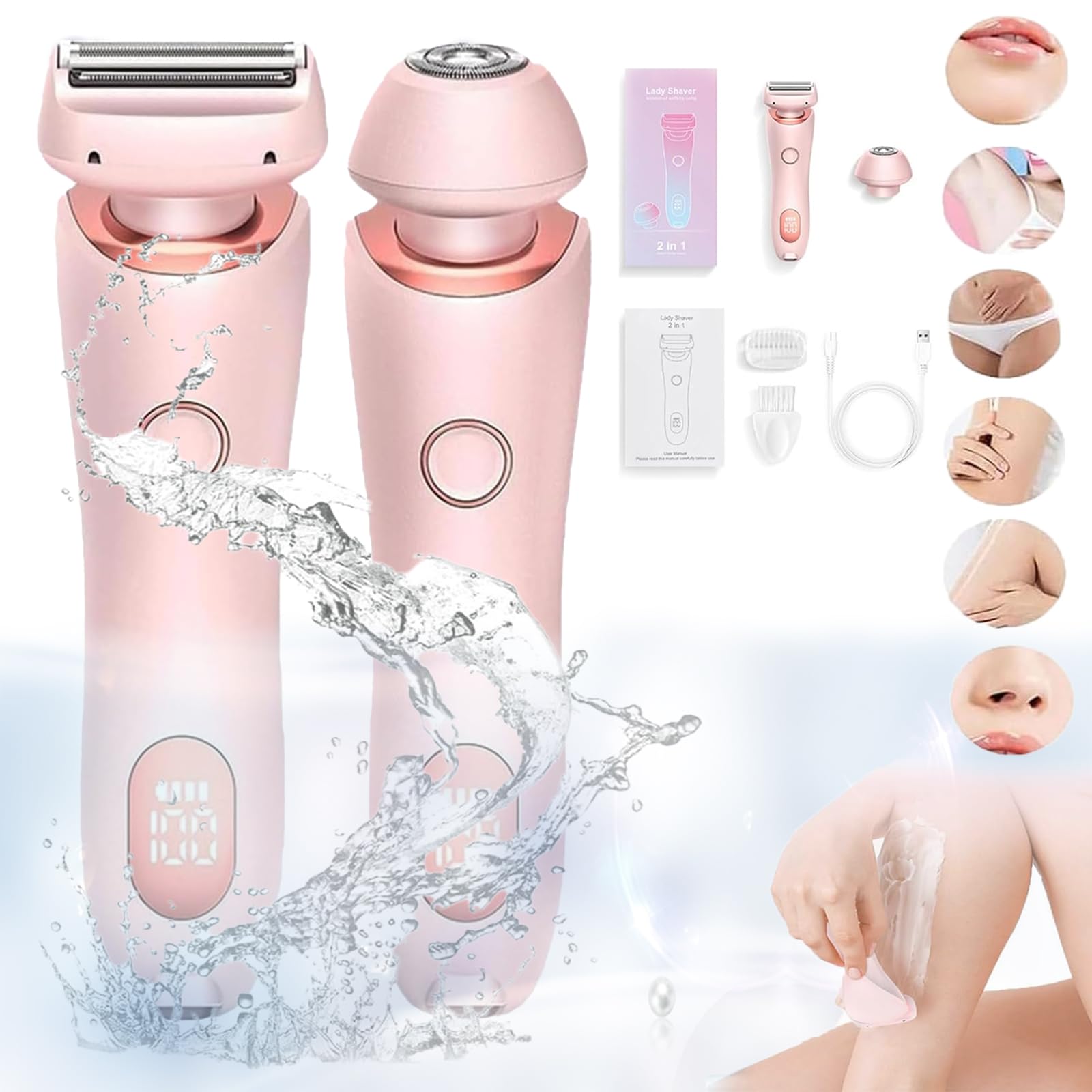 Dusk Official The Glide Pro 3.0 Waterproof Electric Razor for Women - Wet & Dry Shaver with Silk Glide Technology - Pink Women's Electric Shaver for Smooth Legs, Underarms & Bikini Area - Perfect for Travel, Gym & Quick Touch-Ups