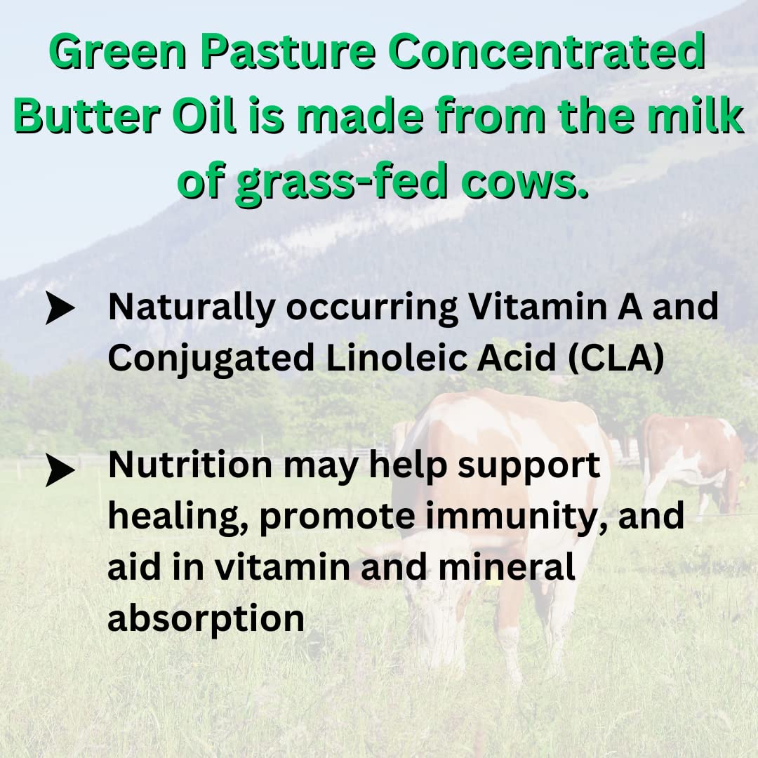 Green Pasture Butter Oil & Fermented Cod Liver Oil Blend Gel - 6.4 oz Cinnamon Flavor | Immune Support & Brain Health Supplement | Perfect for Smoothies, Baking & Daily Wellness