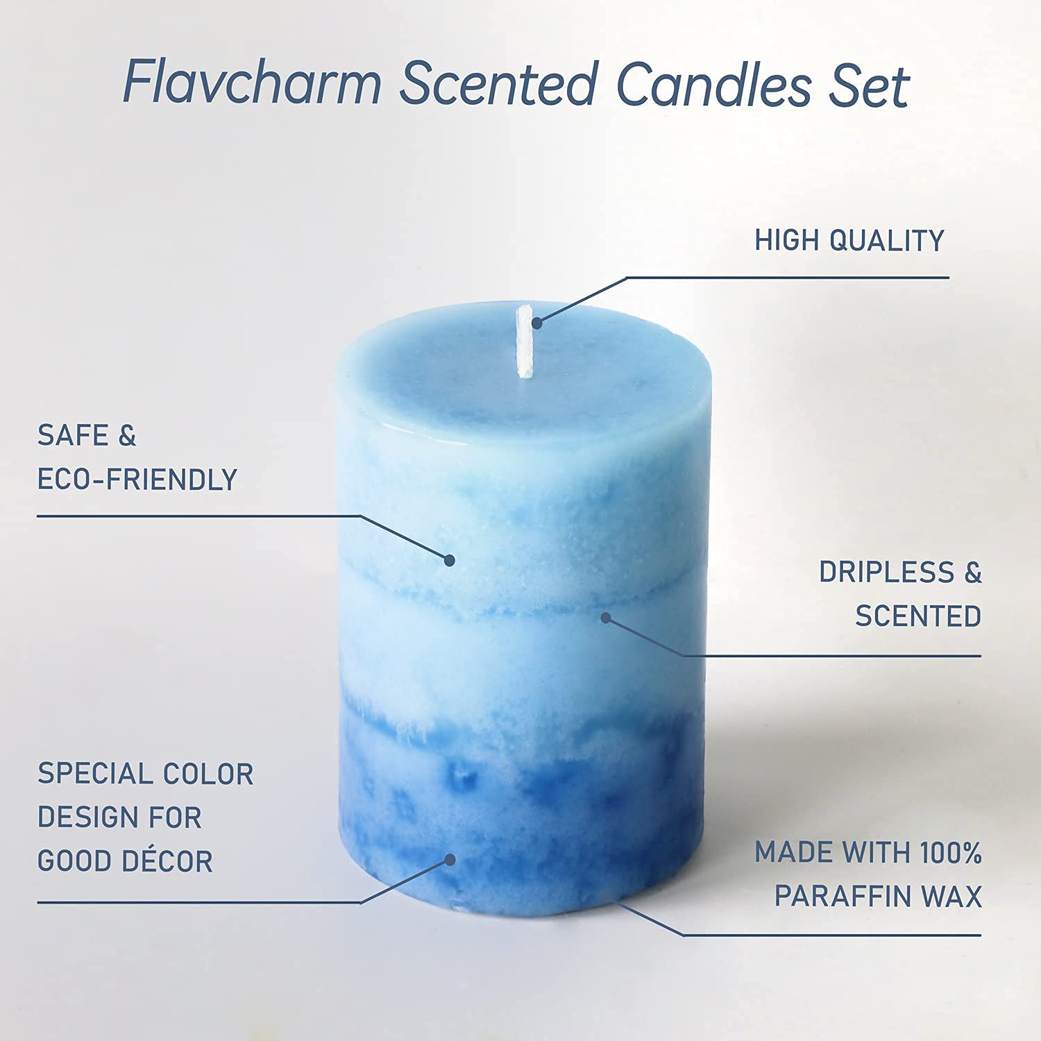 Blue Lilac Garden Scented Pillar Candles - Long-Lasting 3x4 Inch Home Decor Candles for Wedding, Bathroom & Relaxation - Perfect Aromatherapy Gifts for Women