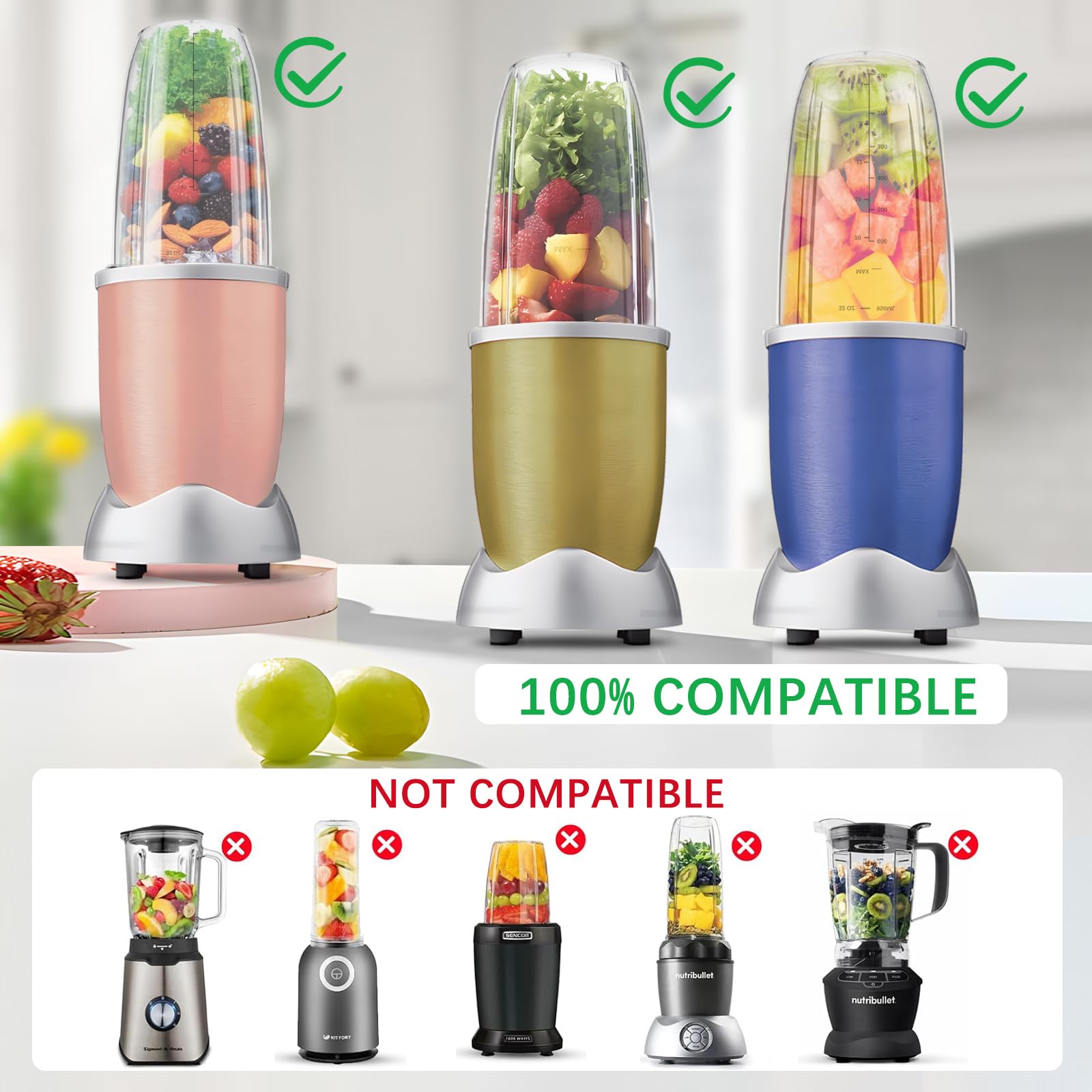 Nutribullet Blender Replacement Parts - 32oz & 24oz Cups with Extractor Blade - Compatible with Nutri Bullet 600W/900W Pro Blenders (3 PCS) - Perfect for Smoothies, Juicing & Food Prep at Home