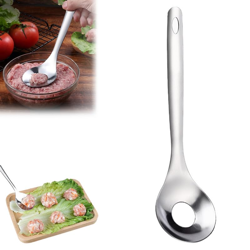 Premium Stainless Steel Meatball Maker Spoon - Non-Stick DIY Meatball Scoop Tool for Kitchen, Home Cooking & Restaurant Use - Long Handle Design for Easy Meatball Shaping (1PC) - Perfect for Homemade Meatballs, Italian Dishes & Meal Prep