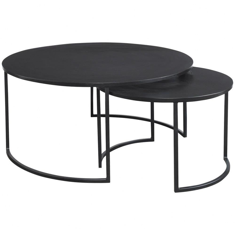 Modern Nesting Coffee Table Set of 2 - 35.4 Inch Contemporary Side Tables for Living Room, Office & Small Spaces - Barnette