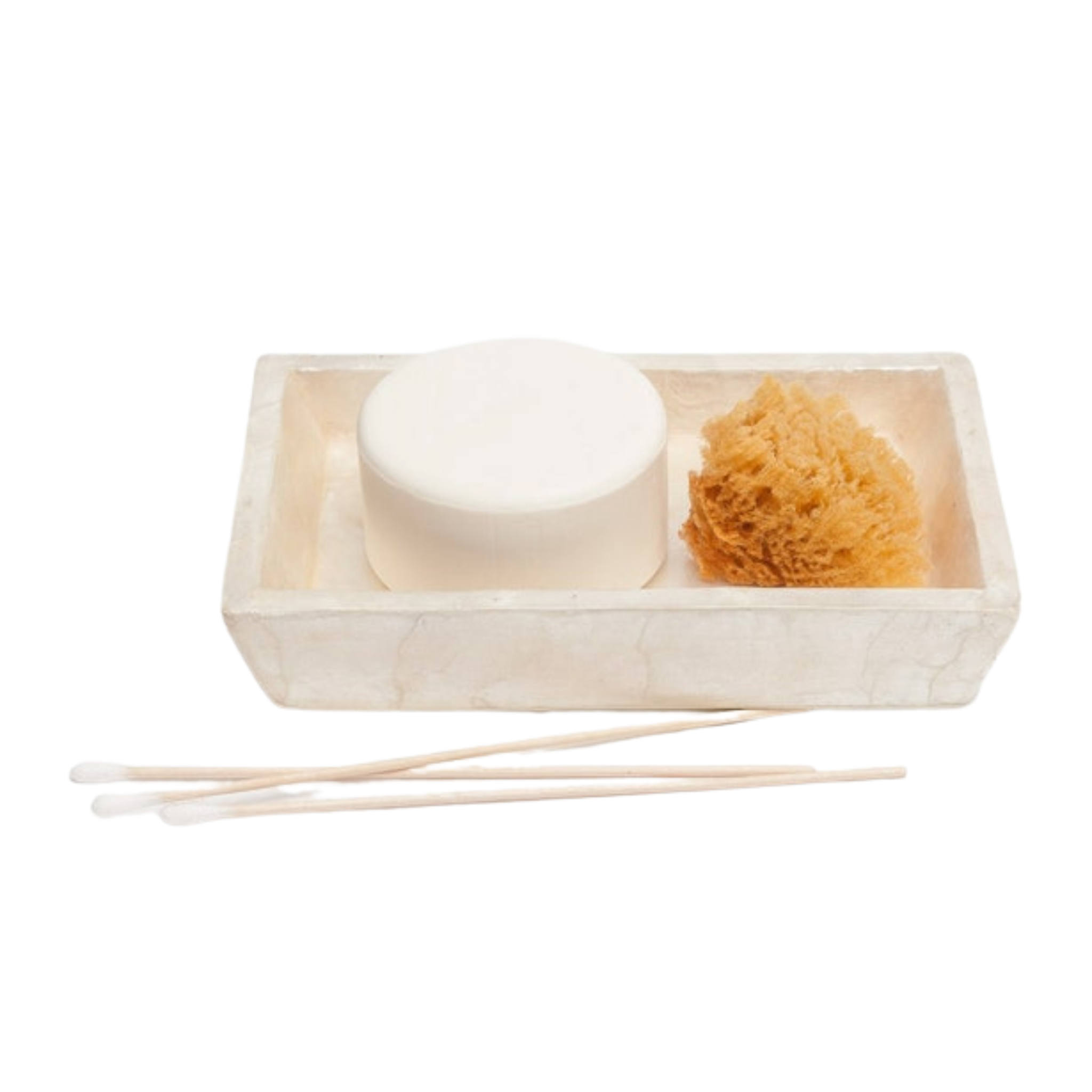 Andria Pearlized Capiz Bathroom Accessories Set - Modern Vanity Organizer for Soap Holder, Toothbrush Cup & Tumbler - Perfect for Spa, Guest Bath & Luxury Home Decor