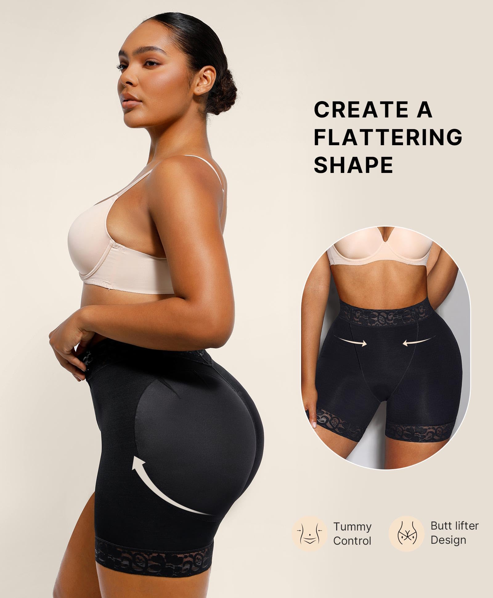 SHAPELLX Women's Butt Lifting Shapewear - Tummy Control Faja Shaping Shorts with Thigh Slimming - Mid Waist Shaper for Body Contouring & Confidence Boost | Perfect for Workouts, Dresses & Everyday Wear