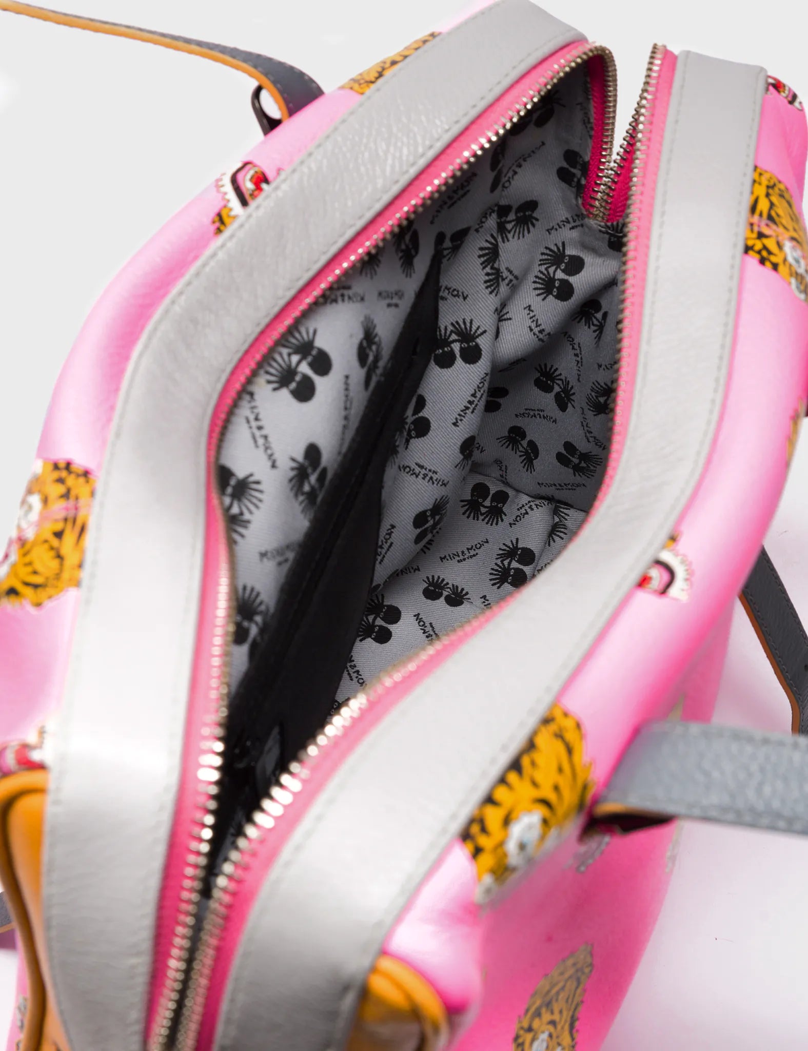 Esther Bubblegum Pink Satchel Bag with Blazing Tiger Print - Trendy Women's Crossbody Purse for Casual Outings & Date Nights