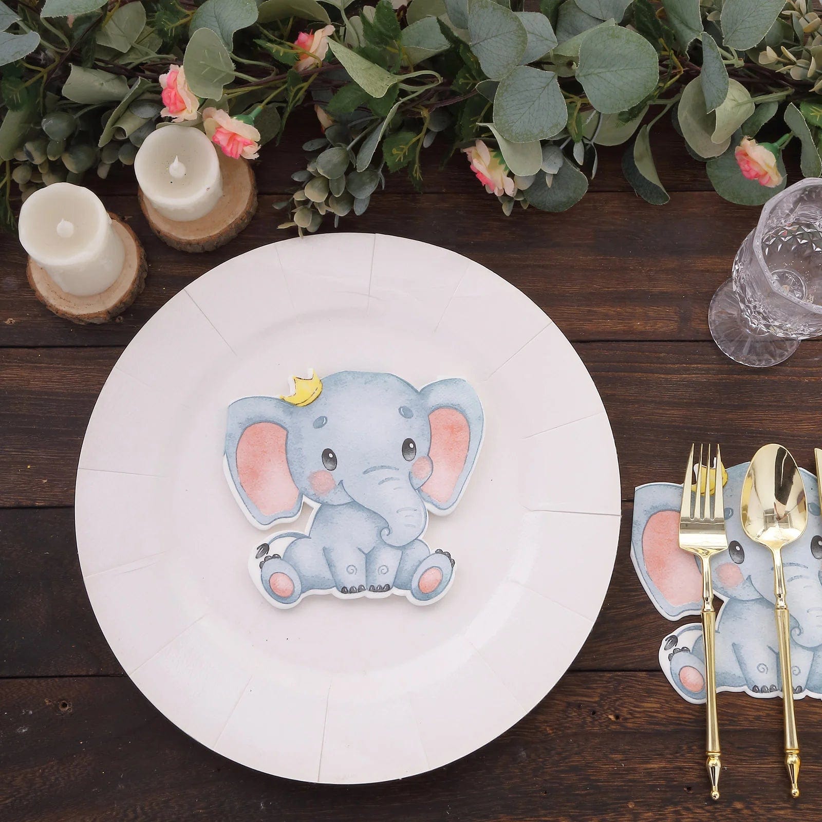 20 Pack Blue Elephant Shaped Paper Beverage Napkins for Cocktail Parties, Birthday Celebrations & Themed Events - Premium Quality Disposable Drink Coasters