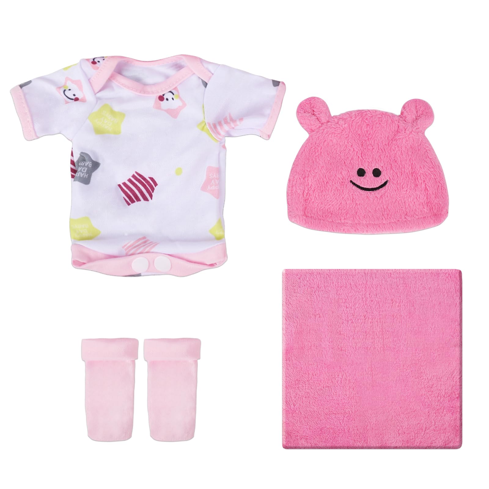 4 Sets of Baby Doll Clothes & Hats for 10-12 Inch Dolls - Outfit Accessories for American Girl Dolls, Perfect for Dress-Up Play, Tea Parties & Pretend Play Scenes