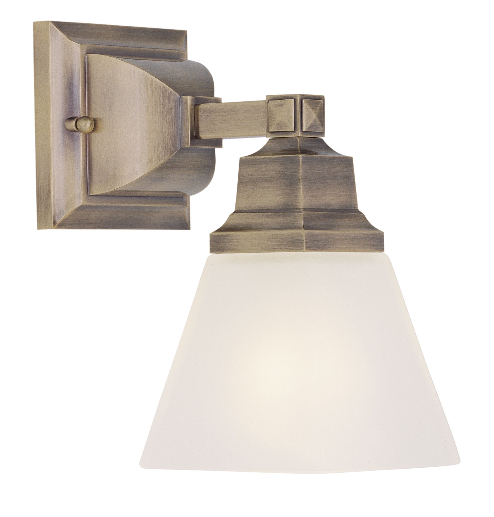 Livex Lighting 1031-01 Mission Style 1-Light Bathroom Vanity Light Fixture in Antique Brass - Perfect for Bathroom, Powder Room, and Dressing Area Lighting