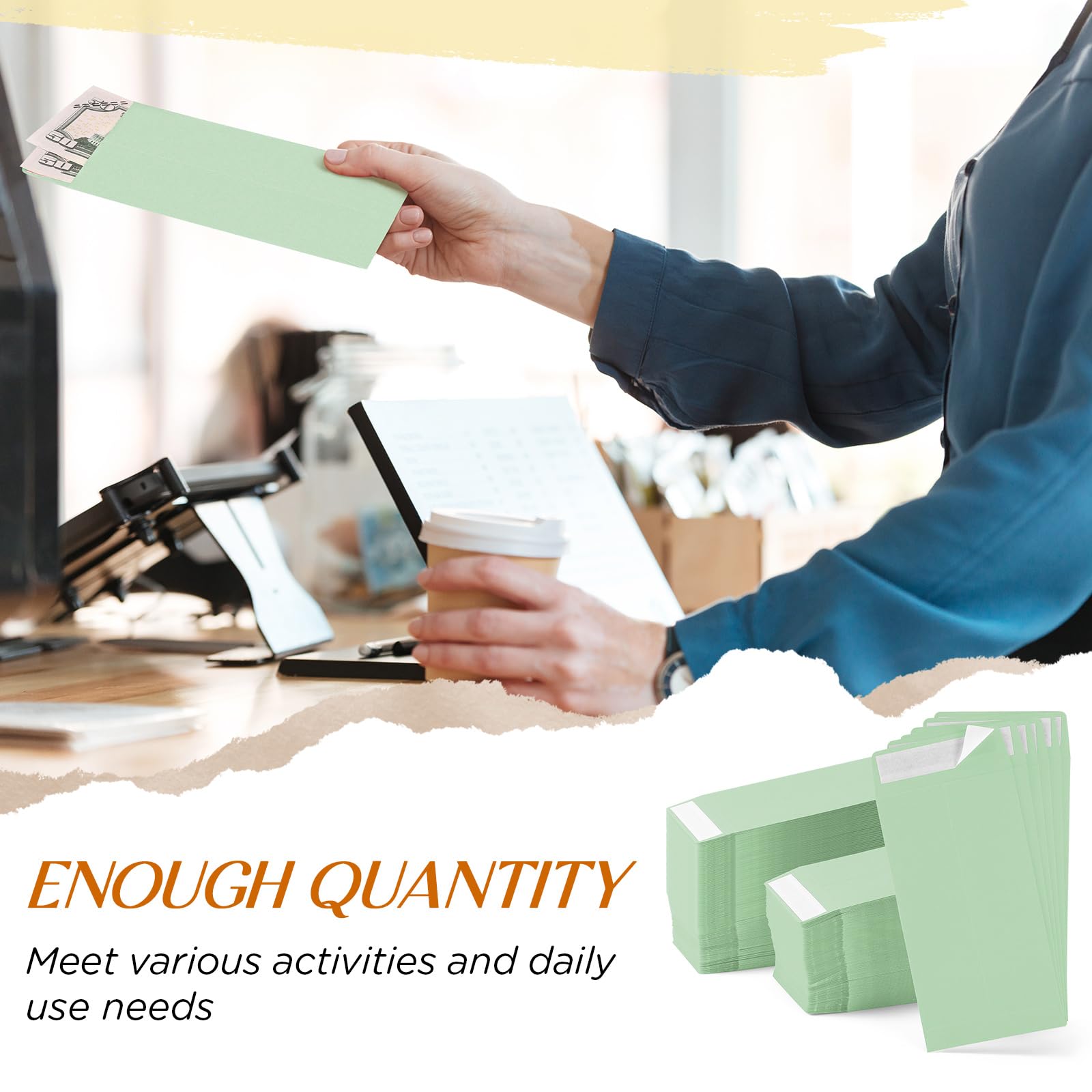 Fulmoon 500 Pcs Cash Envelopes Bulk - 110 GSM Money Saving Envelopes with Gummed Flap for Budgeting, Coin Storage & Gift Cards (3.5x6.5 Inch, Light Green) - Perfect for Cash Challenges, Wedding Cards & Office Organization