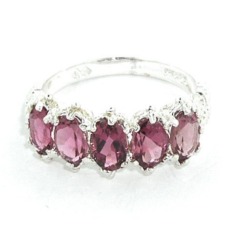 LetsBuyGold 925 Sterling Silver Genuine Pink Tourmaline Women's Eternity Ring - Perfect for Weddings, Anniversaries & Gift Giving