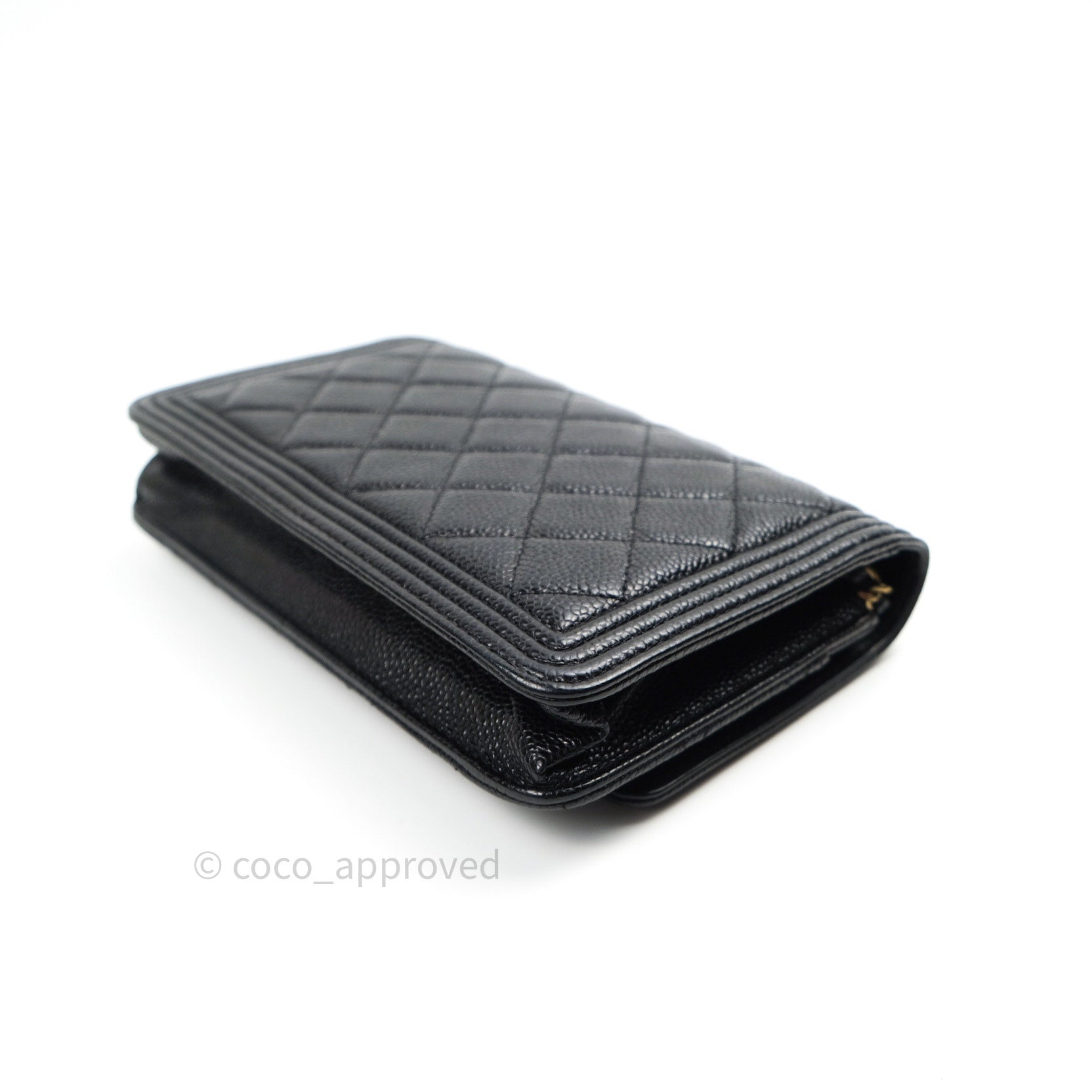 Chanel Boy Wallet on Chain WOC Black Caviar Leather with Gold Hardware - Luxury Crossbody Bag for Women, Perfect for Evening Events & Daily Use