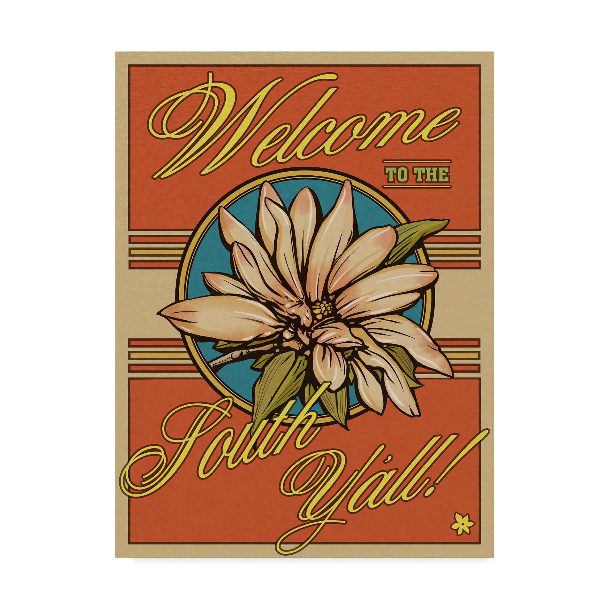 Old Red Truck Vintage Wall Art - Welcome to the South Sign, 35x47 Inch Rustic Farmhouse Decor for Living Room, Kitchen, or Office