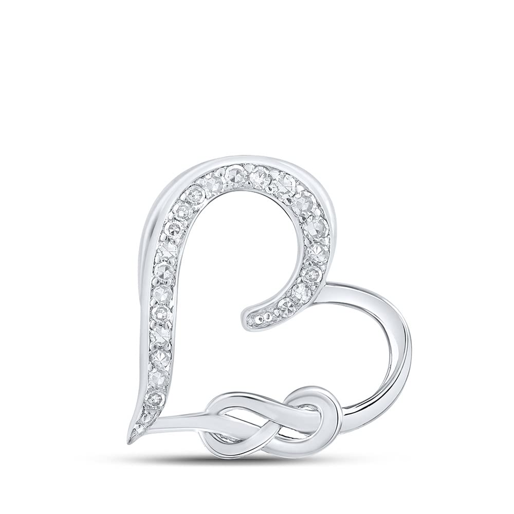 10K White Gold Women's Round Diamond Infinity Heart Pendant Necklace - 1/20 CTTW - Perfect for Anniversary, Valentine's Day & Romantic Gifts