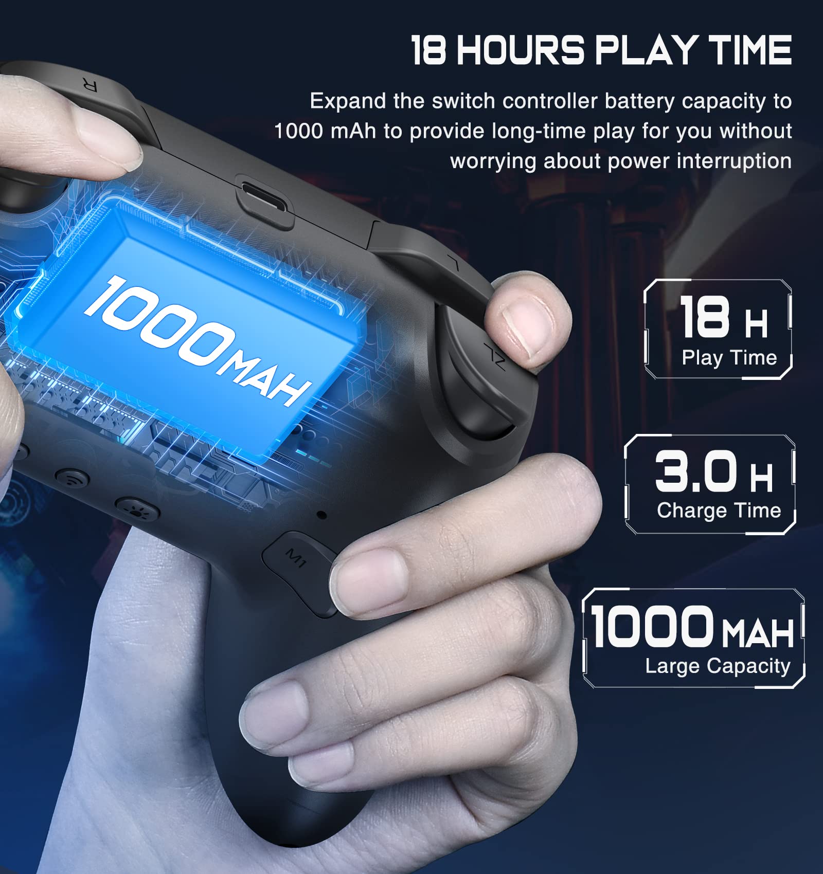 Wireless Switch Controller Compatible with Nintendo Switch, Switch Lite & OLED - RGB Lighting, Programmable, Turbo & Wake-Up Function for iOS, Android & PC - Perfect for Gaming, Streaming & Multiplayer Sessions