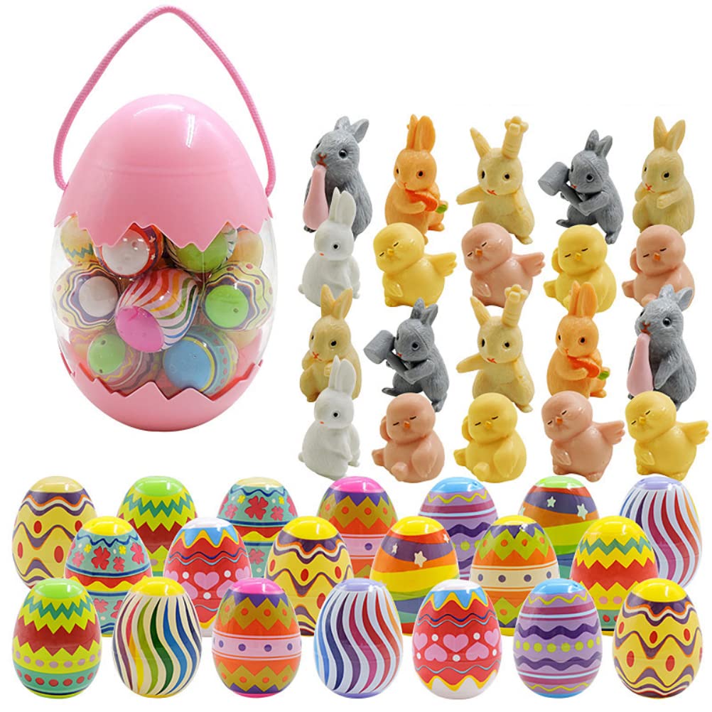 Colorful Plastic Easter Eggs with Twist-Open Rabbit Design - DIY Cartoon Easter Egg Toys for Kids - Perfect for Easter Egg Hunts, Party Favors, and Holiday Gift Giving