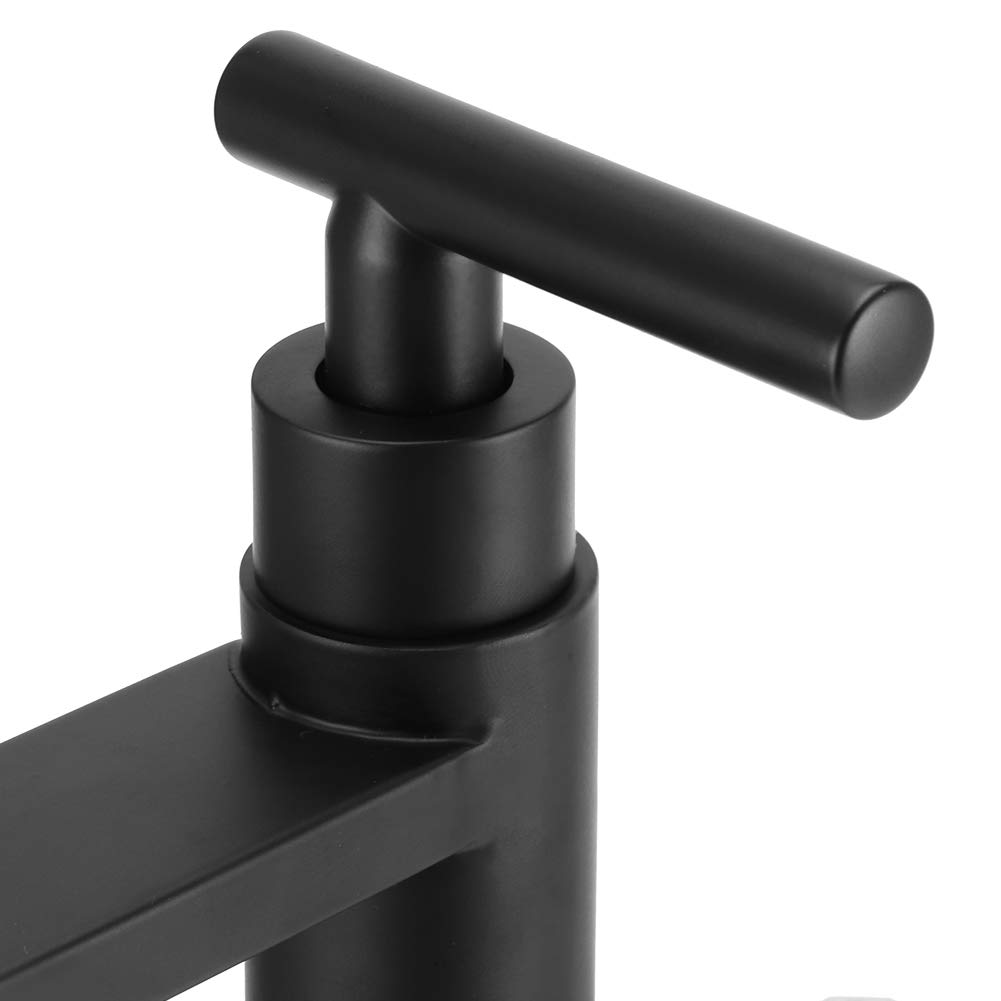G1/2 304 Stainless Steel Black Single Hole Single Handle Bathroom Sink Faucet - Cold Water Basin Tap for Countertop Vanity - Perfect for Modern Home & Commercial Restrooms