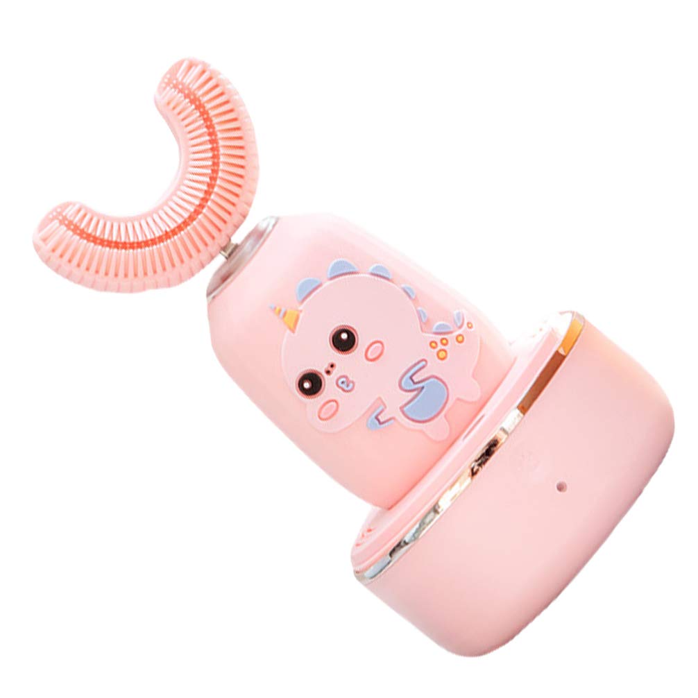 EXCEART Automatic Electric Toothbrush - U-Shaped Teeth Whitening Toothbrush for Kids & Adults, Portable USB Rechargeable, Pink (Perfect for Travel & Home Use)