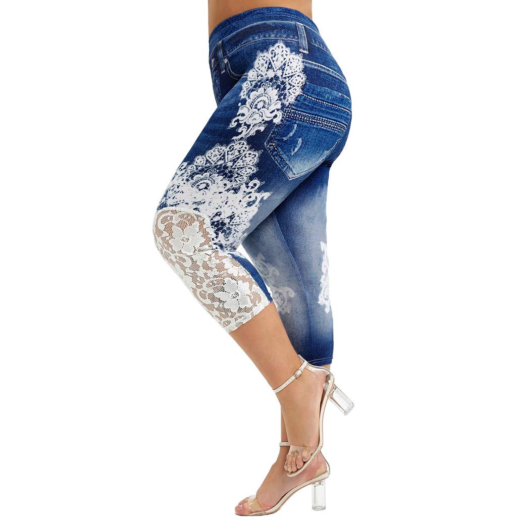 Women's Plus Size Workout Shorts with Lace Print & Elastic Waist - Comfortable Casual Leggings for Yoga, Gym & Summer Activities