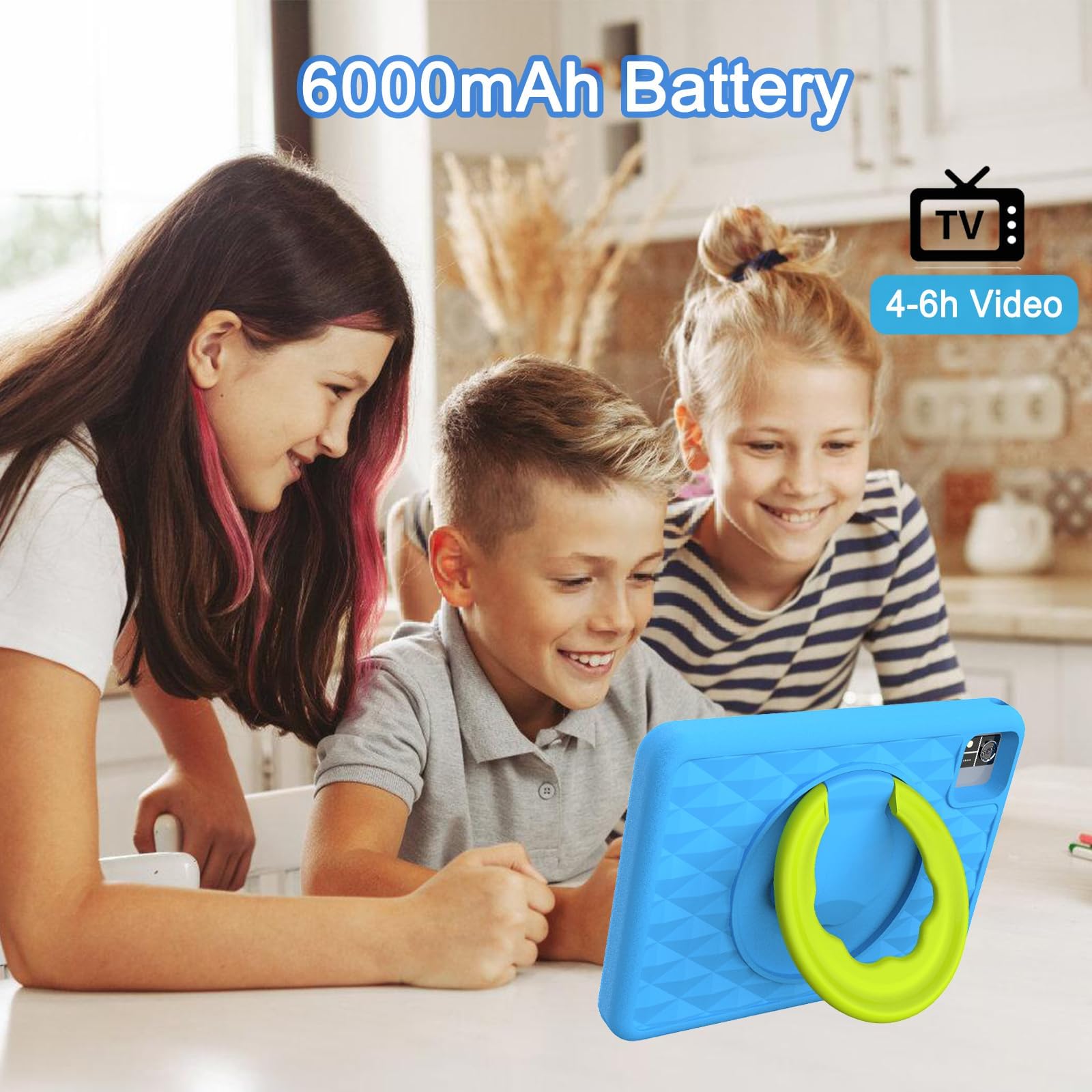 YUMBOT 10 Inch Kids Tablet with WiFi - Android Learning Tablet for Children, Parental Control, 32GB Storage, HD Display - Perfect for Homeschooling, Travel & Educational Games (Blue)
