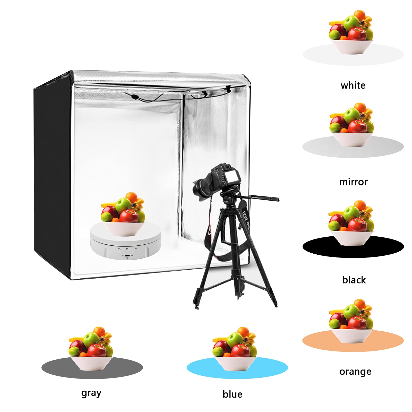 Luolety 360° Motorized Electric Photography Turntable - 10kg Load Capacity Rotating Display Stand with 5 Backgrounds for Jewelry, Watches & Product Photography | Perfect for Live Videos, E-commerce Listings & Social Media Content Creation