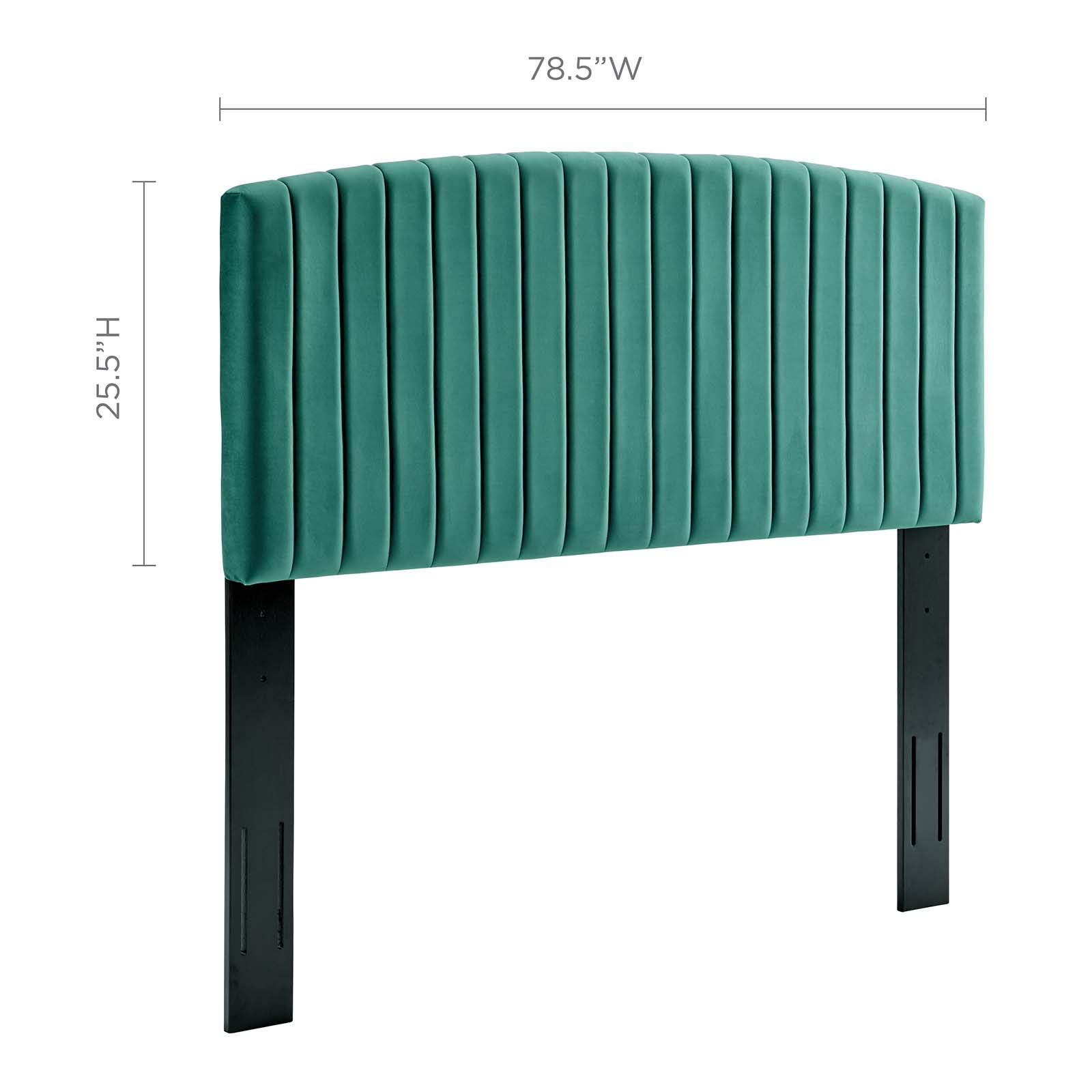 Modway Rebecca Performance Velvet California King Headboard in Teal - Luxurious Upholstered Bed Frame Headboard for Master Bedroom Decor & Cozy Bedroom Upgrade