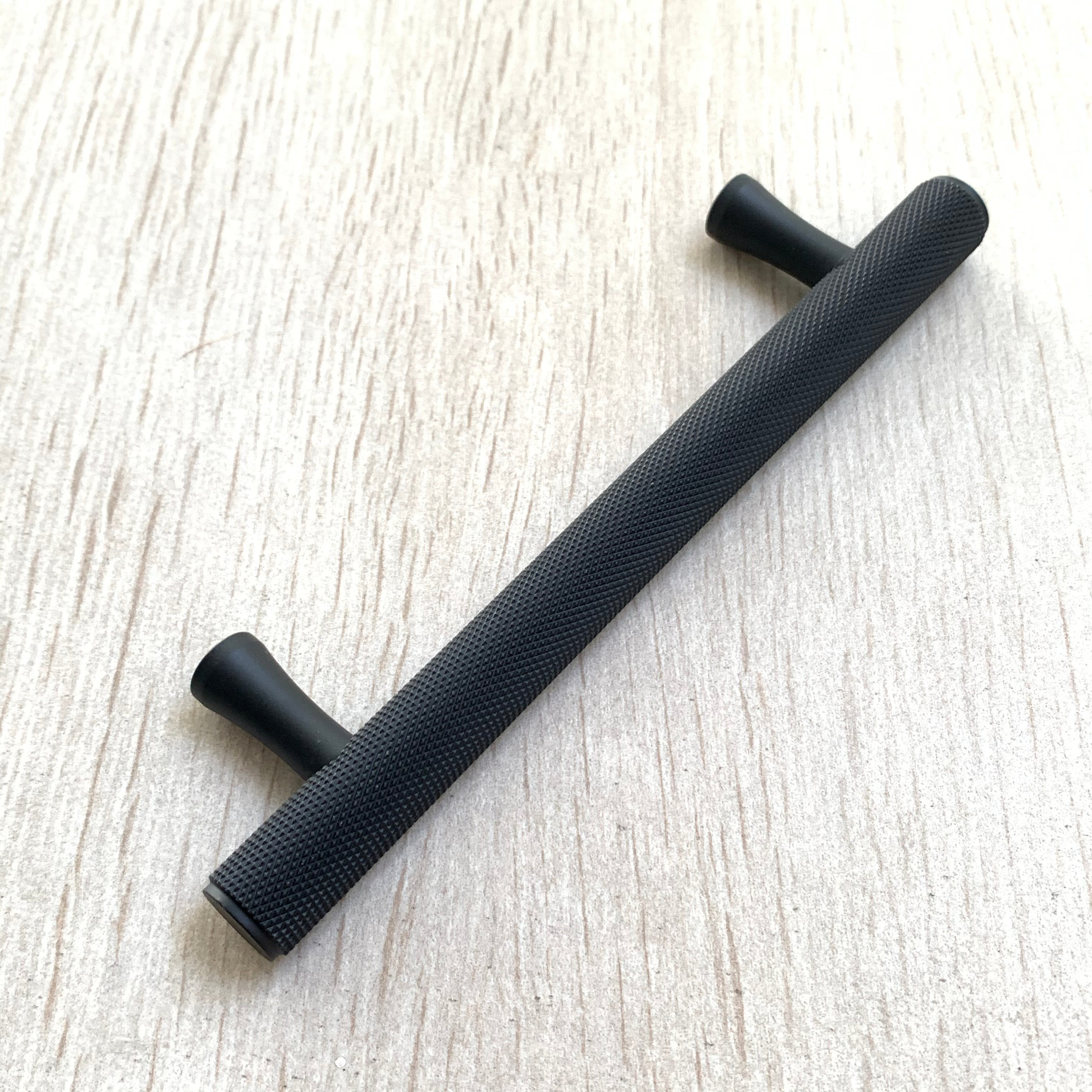Knurled Matte Black Solid Texture Drawer Pulls and Knobs - Premium Cabinet Hardware for Kitchen, Bathroom & Furniture (Set of 10) - Easy Installation & Modern Home Decor Upgrade