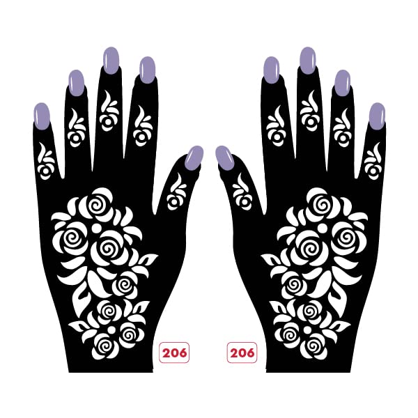Apcute Henna Stencil Kit - Easy to Use Temporary Tattoo Stickers for Kids, Girls & Women | Beautiful Mehandi Design Collection (Design No. H-B-206) - Perfect for Parties, Weddings & Festive Celebrations