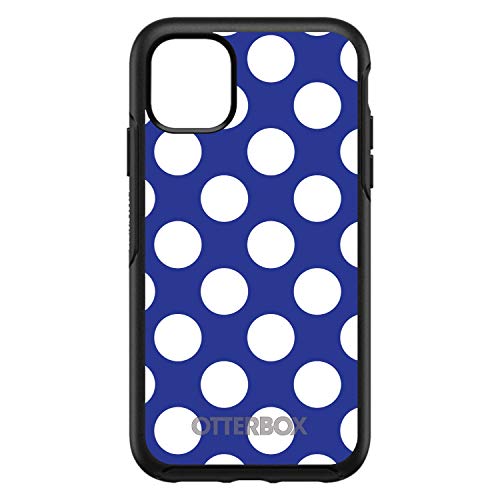 White & Dark Blue Polka Dots On Black Case
