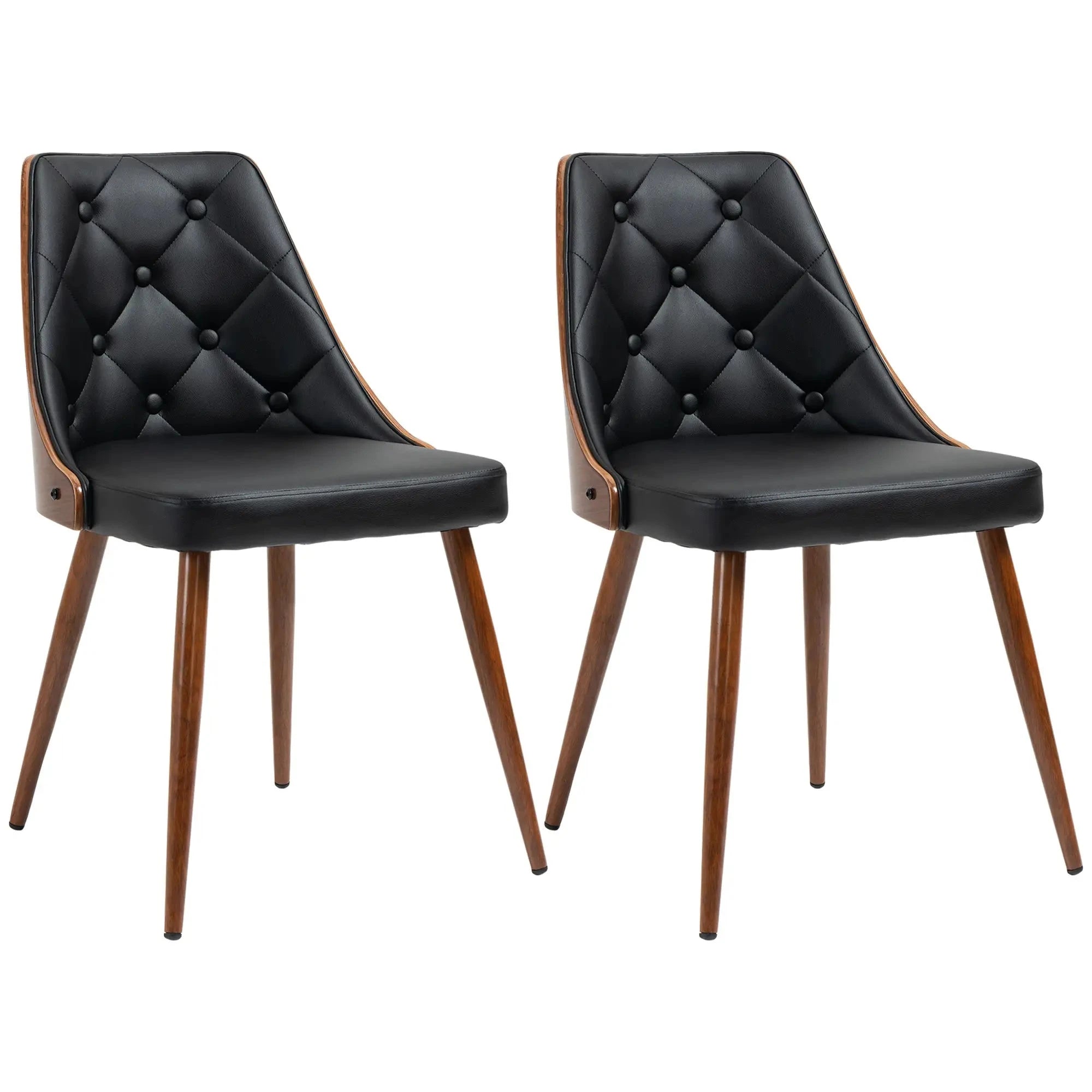 Premium Tufted Faux Leather Dining Chairs Set of 2 - Modern Kitchen & Dining Room Furniture - Available in Black & Brown for Home, Restaurant & Office Decor