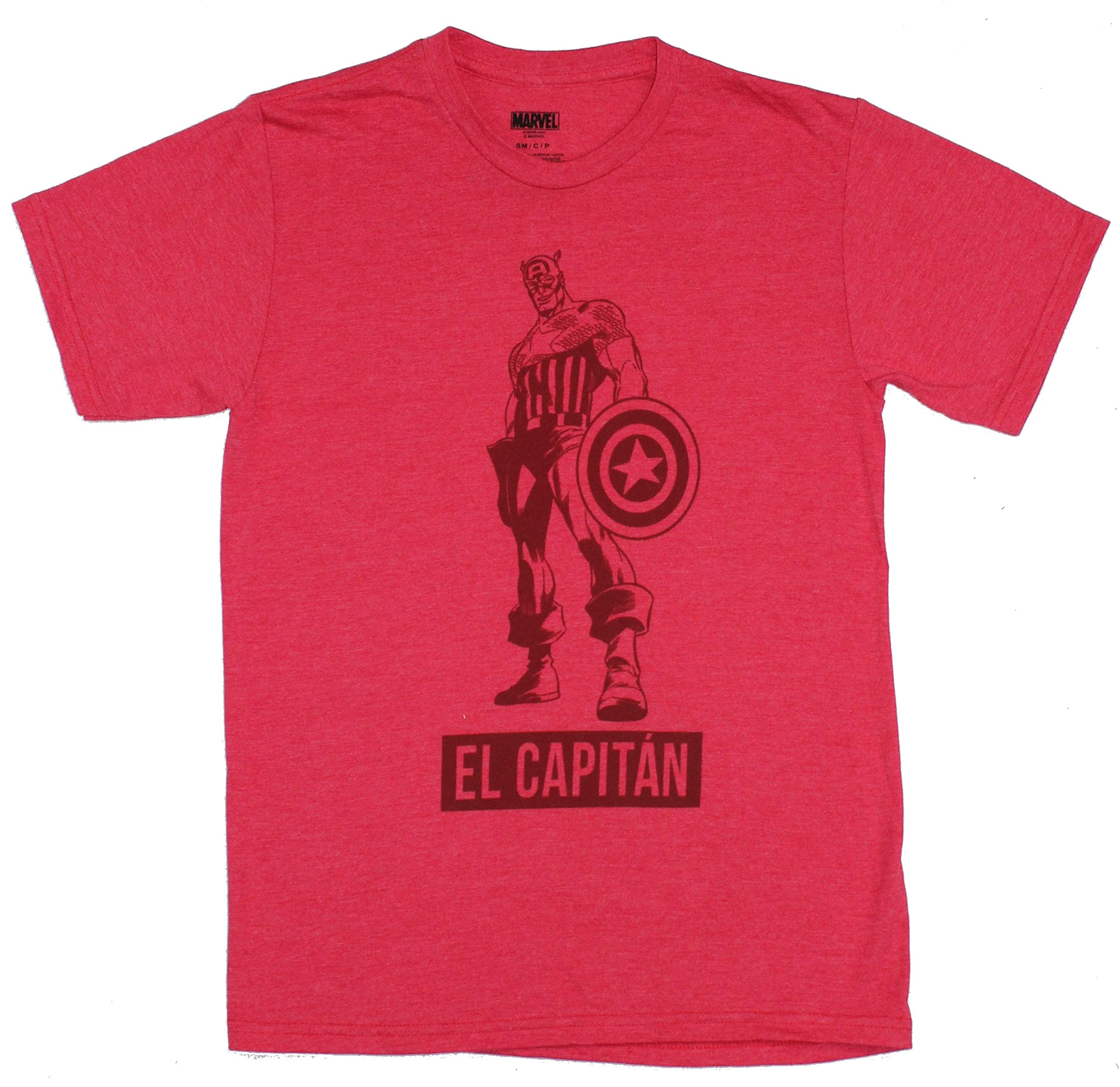 Captain America Men's T-Shirt - El Capitan Standing Sketch Graphic Tee | Superhero Apparel for Marvel Fans | Casual Wear, Cosplay & Comic Con Outfits