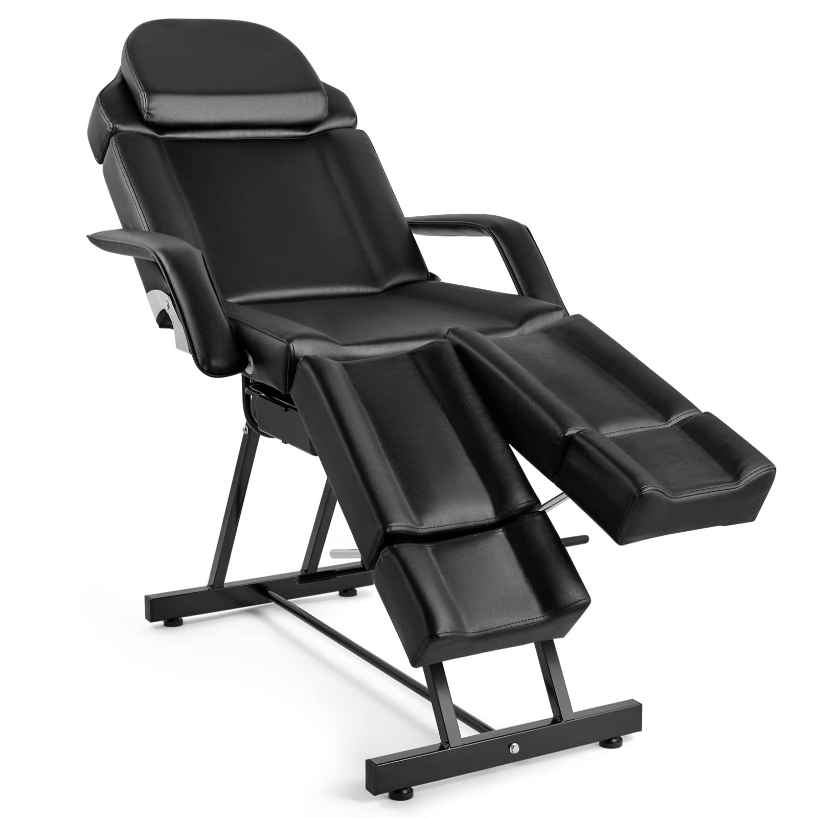 Professional Salon Massage Table Facial Bed with Tray & Split Footrests - Black - Perfect for Eyelash Extensions, Spa Treatments & Beauty Services - Durable & Comfortable for Salon, Spa & Home Use