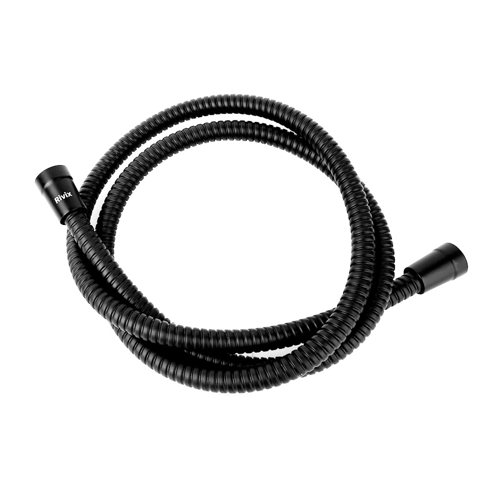 60 Inch Extra Long Flexible PVC Shower Hose Replacement - Stainless Steel Fittings for Handheld Shower Heads, Bathroom & Pet Bathing (Black) | Perfect for Spa-Like Showers, Dog Grooming & Bathroom Renovations