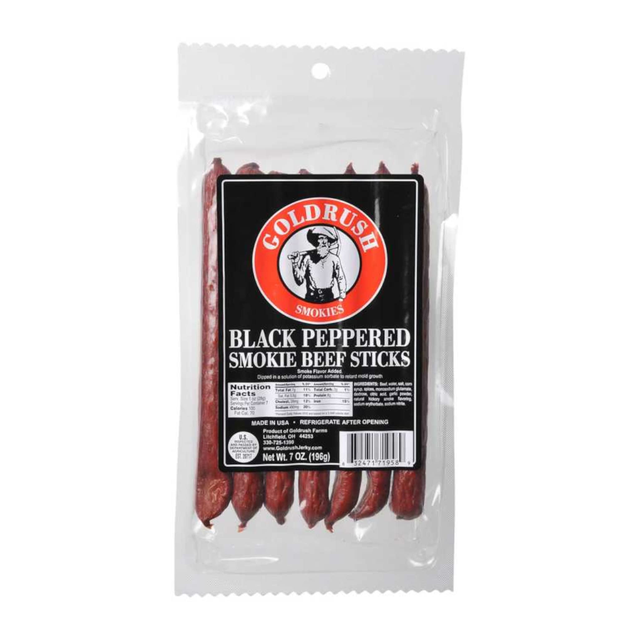 Premium Gold Rush Beef Sticks - 7oz Black Pepper Flavored Protein Snacks | High Protein, Low Carb Keto-Friendly Jerky | Perfect for Hiking, Camping & On-the-Go Nutrition