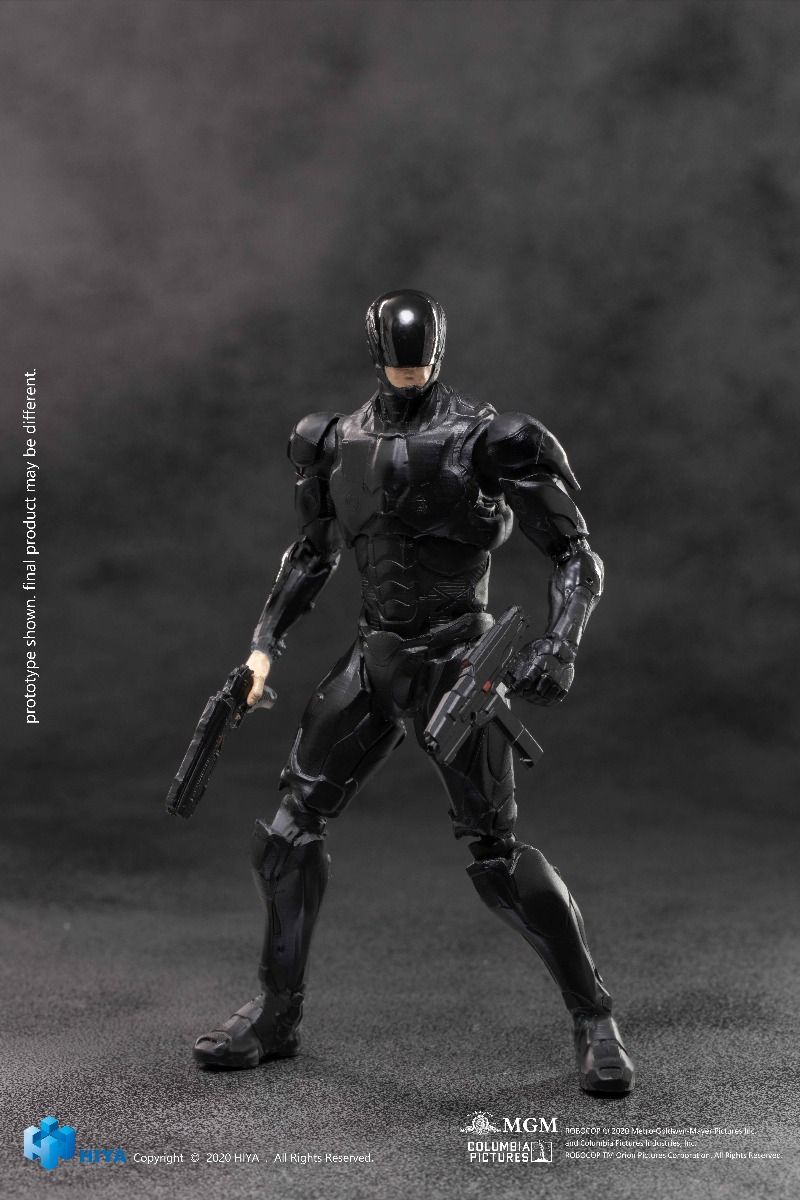 1/18 Scale HIYA 4-Inch Exquisite Mini Series Black Robocop Action Figure (2014 Edition) - Perfect for Collectors, Display, and Action Figure Scenes