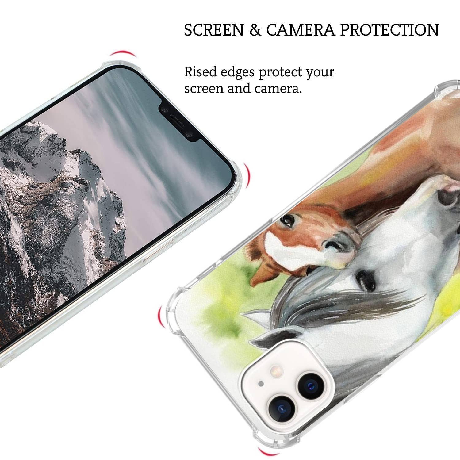 Farm Animal Watercolor Horse iPhone 13 Pro Max Case - Trendy TPU Bumper Cover for Women, Men & Girls | Perfect Gift for Equestrian Lovers & Country Style Enthusiasts