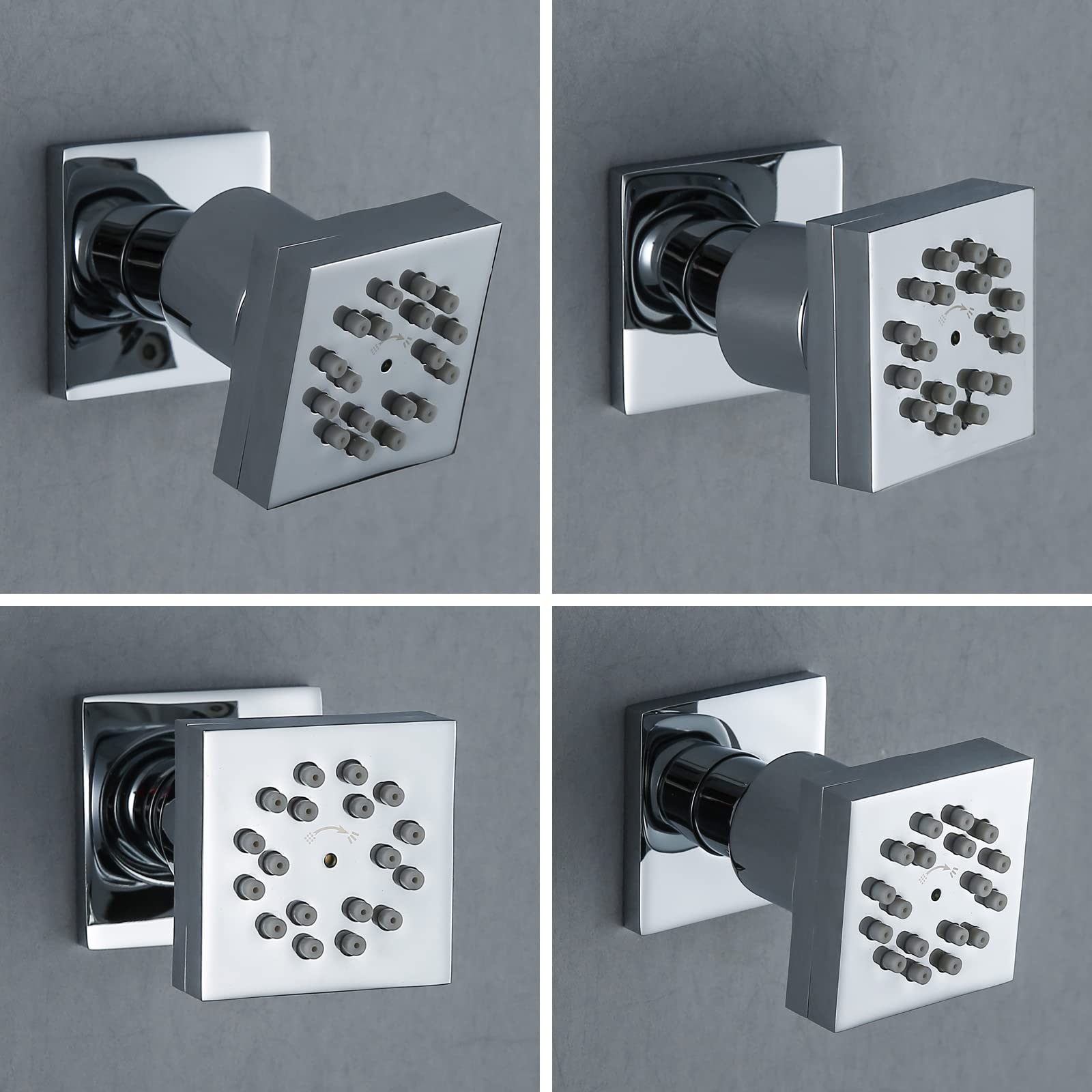 Premium Square Brass Body Jet Massage Spa Shower Head - Wall Mounted Chrome Rain Shower Sprayer with Adjustable Jets for Relaxing Hydrotherapy | Perfect for Bathroom, Spa, and Luxury Shower Experience