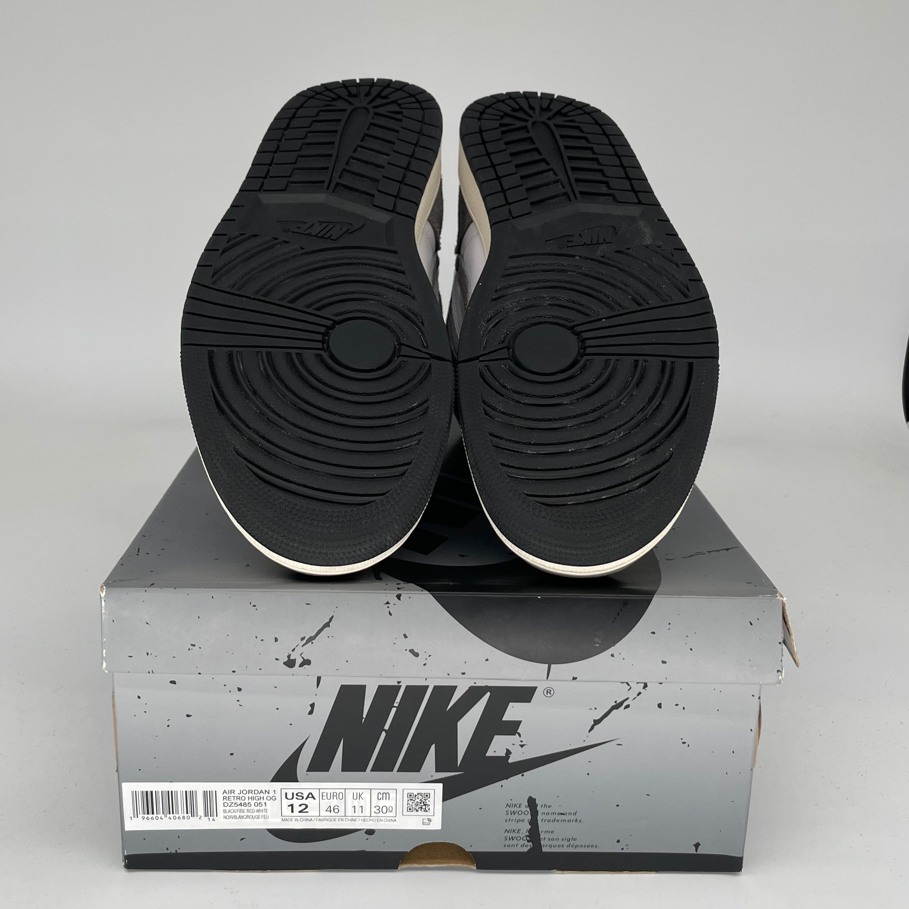 Original Air Jordan 1 Washed Black Men's Basketball Shoes Size 12 (DZ5485-051) - Retro High-Top Sneakers for Casual Wear & Street Style