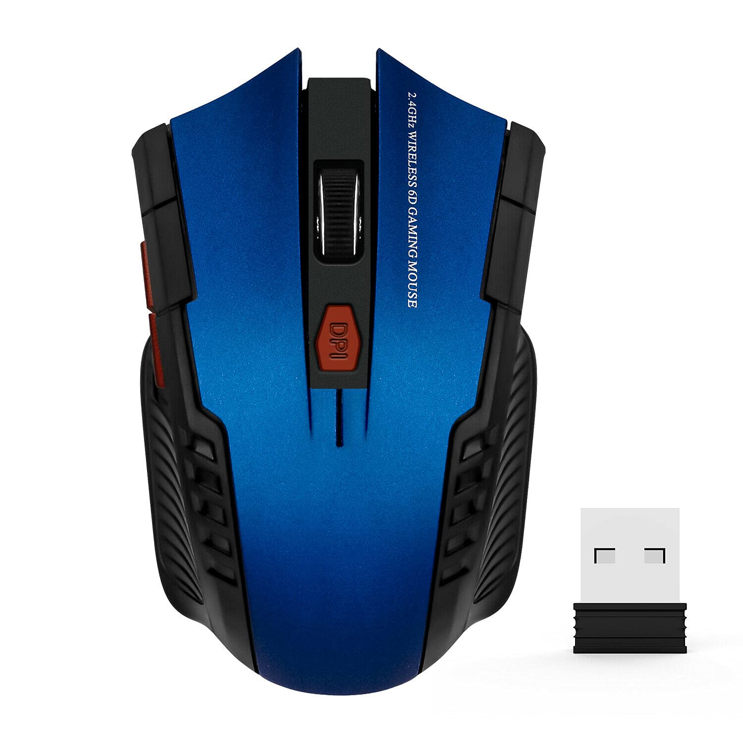 Blue Wireless Gaming Mouse 2.4G with USB Receiver - Ergonomic Optical Mouse for PC, Laptop, Mac - Perfect for Gaming, Office Work, and Home Use
