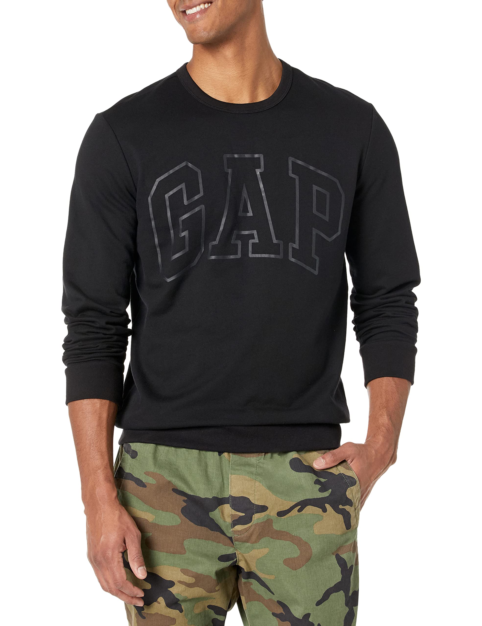 GAP Men's Logo Fleece Crew Sweatshirt | Soft Cotton Pullover Hoodie for Casual Wear & Lounge | Perfect for Everyday Comfort, Gym, and Outdoor Activities