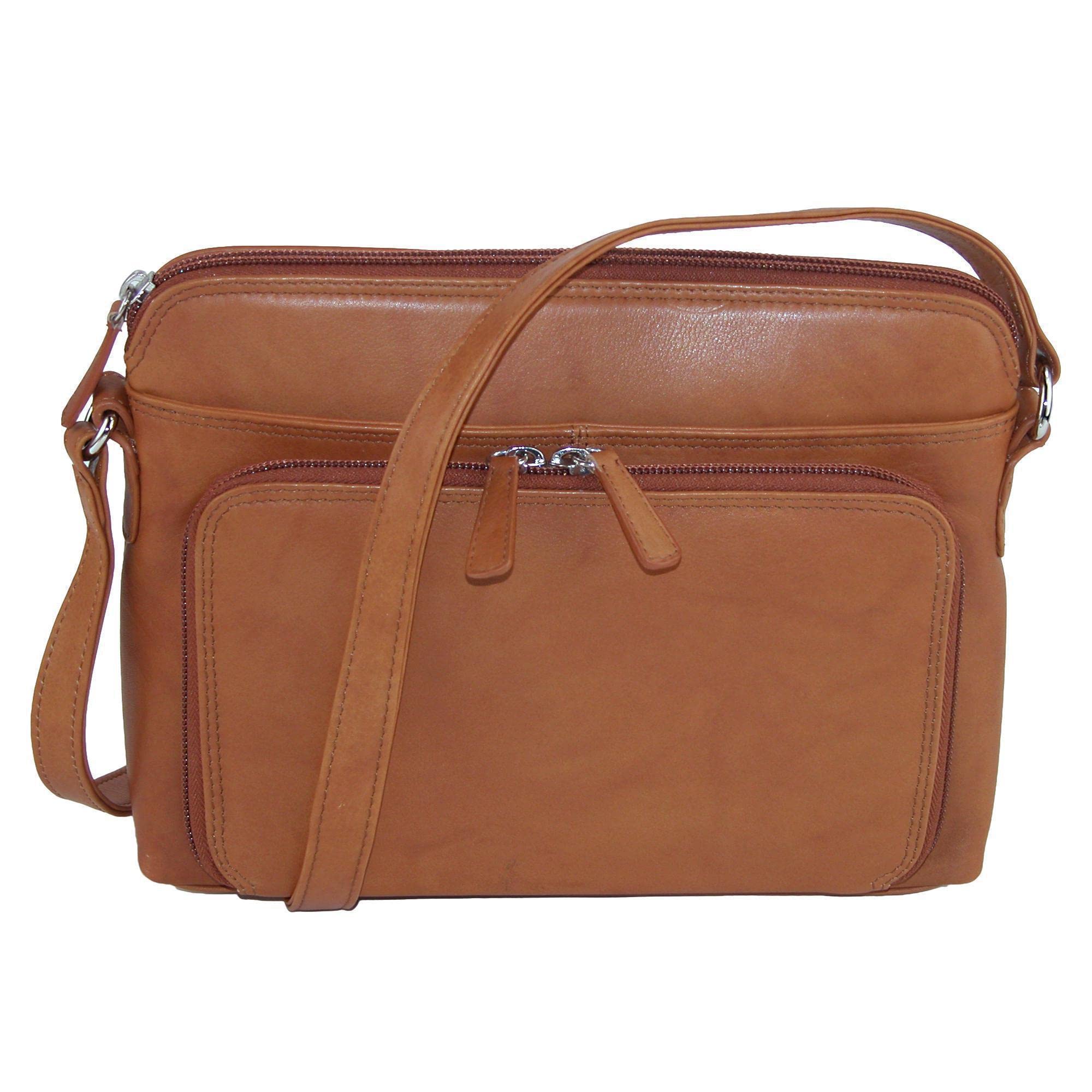 CTM® Women's Genuine Leather Shoulder Bag Purse with Side Organizer Pockets - Perfect for Work, Travel & Everyday Use