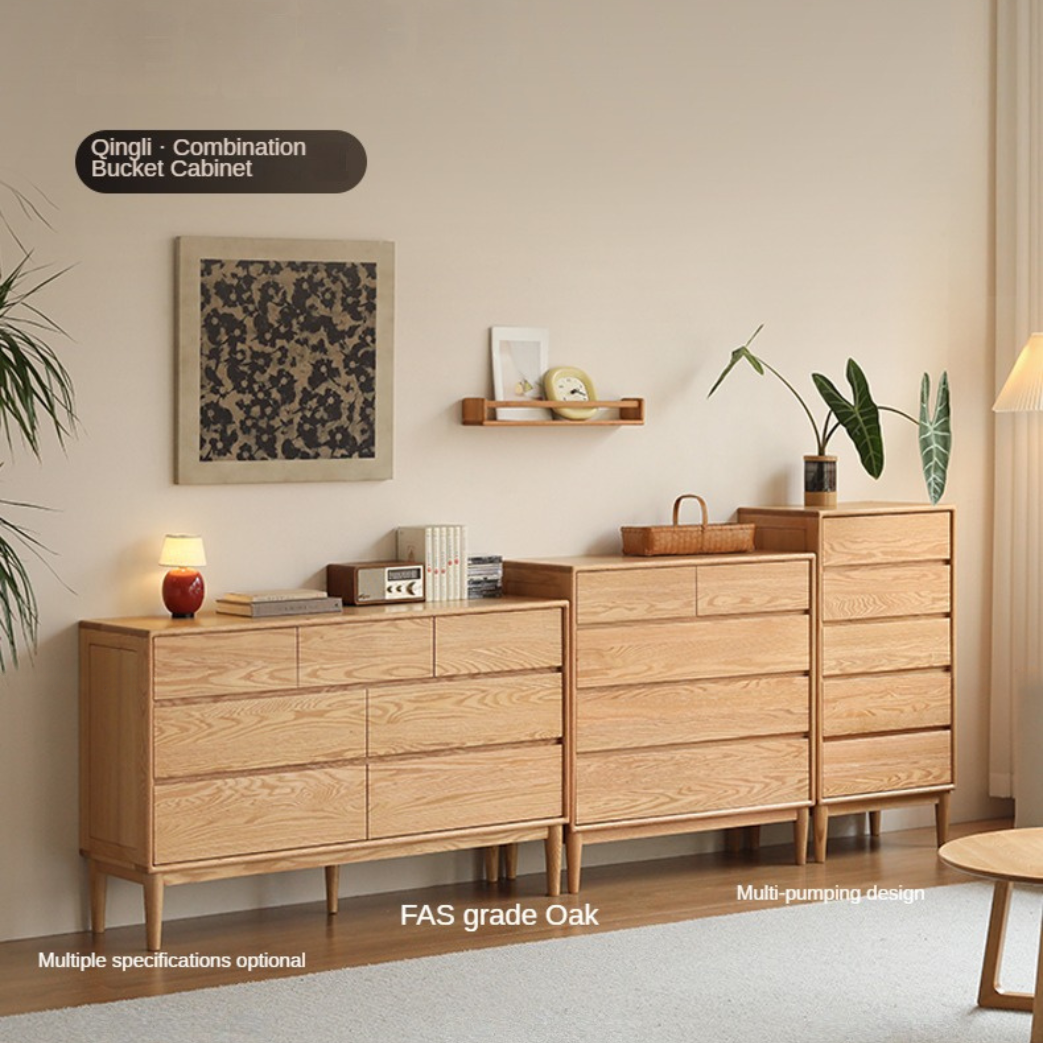 Oak Solid Wood Small Chest of Drawers - 3 Drawer Storage Organizer for Bedroom, Nursery, or Office | Compact Dresser for Clothes, Toys & Home Organization