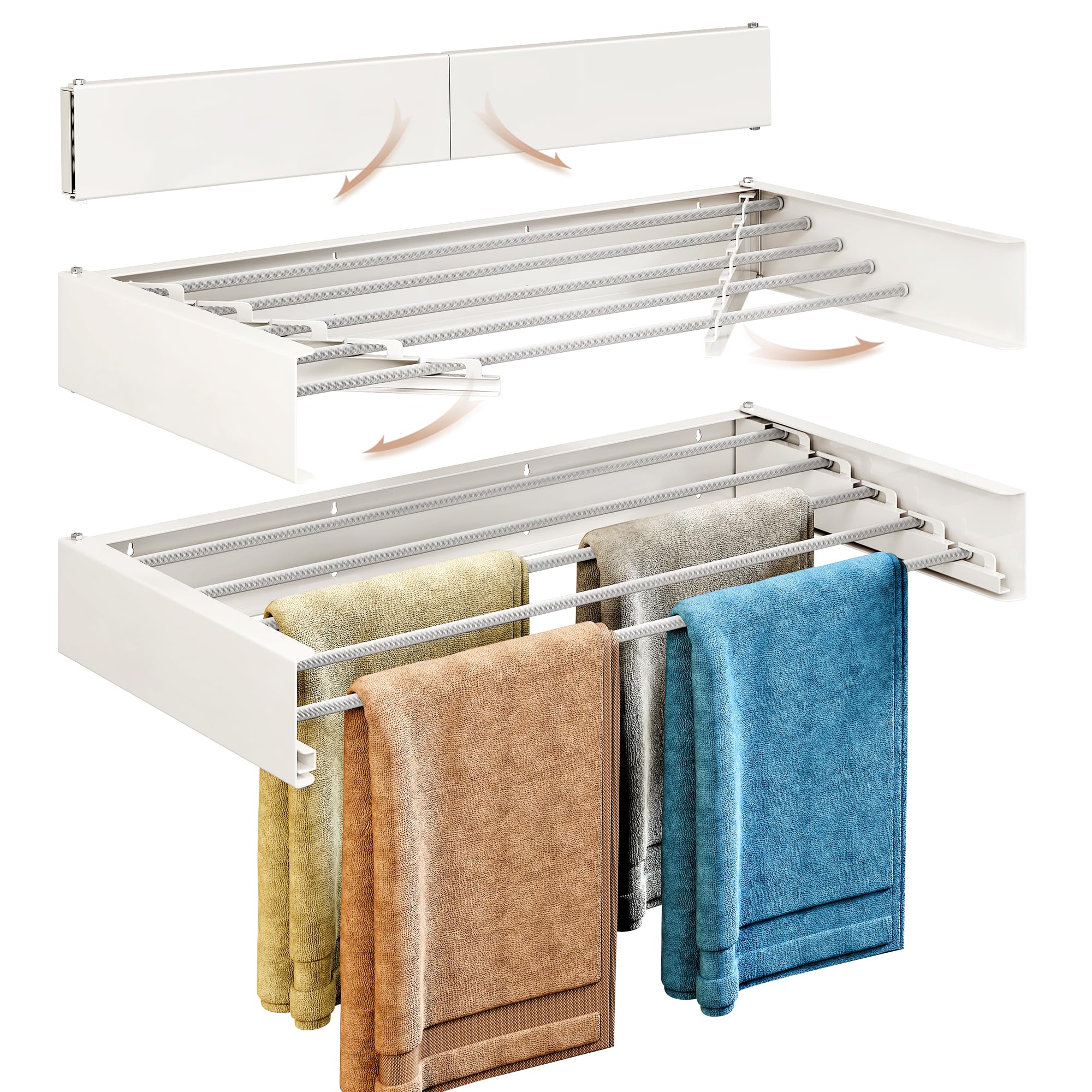 Wall Mounted Retractable Laundry Drying Rack - 31.5