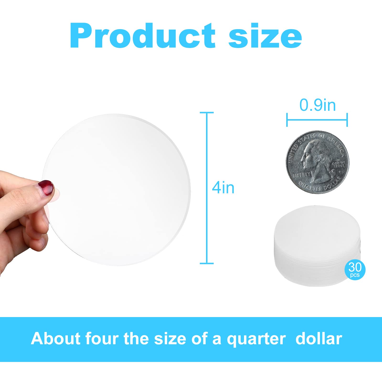 30 Pieces Clear Acrylic Circles - 4 Inch Round Acrylic Blanks for DIY Crafts, Easter Halloween Christmas Ornaments, Home Decor & Party Supplies - Perfect for Scrapbooking, Jewelry Making & Art Projects